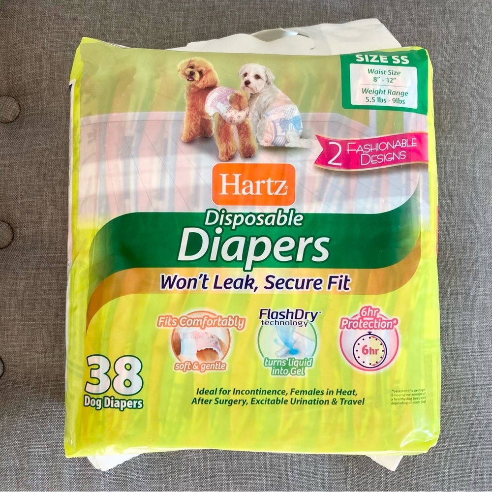 Hartz Disposable Small Dog Diapers Size SS 5.5 - 9lbs